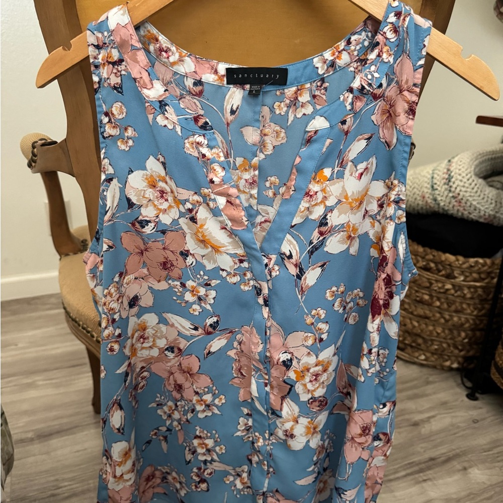 Sanctuary Floral Tank Top - Blue and Pink